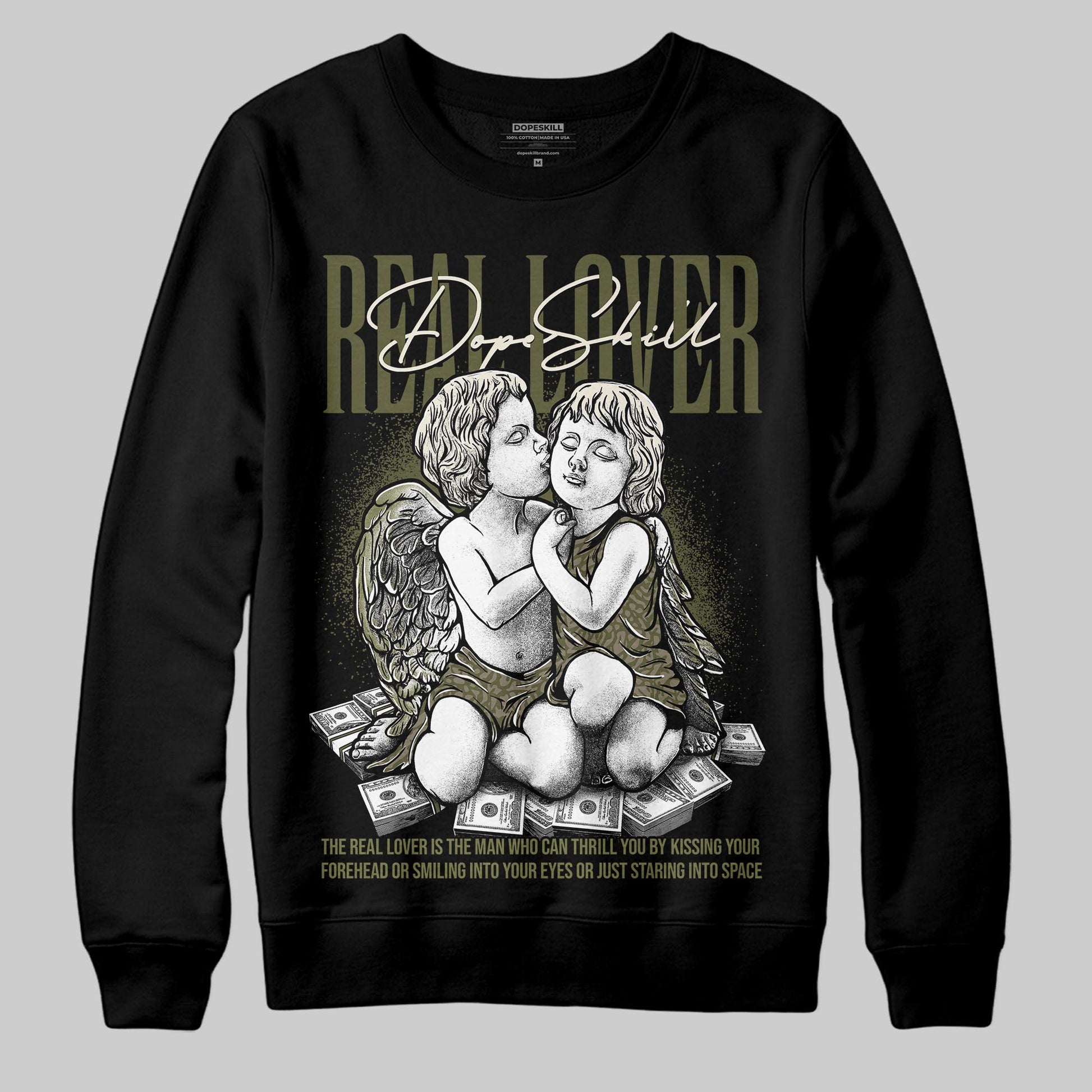 Jordan 3 “Medium Olive” aka “Family Affair” DopeSkill Sweatshirt Real Lover Graphic Streetwear - black