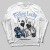 Jordan 6 University Blue DopeSkill Long Sleeve T-Shirt Feeling Lucky Graphic Streetwear - White