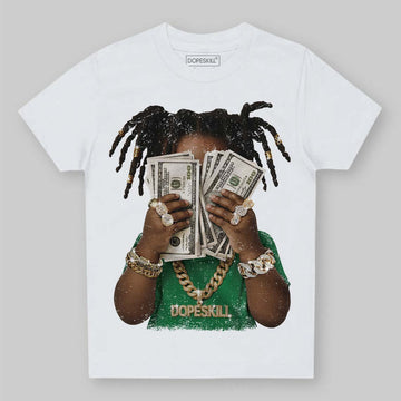 Green Sneakers DopeSkill Toddler Kids T-shirt Rich Youth Graphic Streetwear  - White 