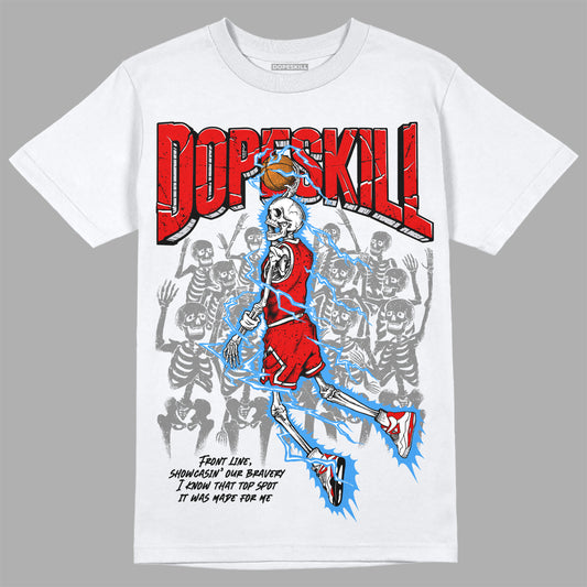 Jordan 4 Retro Red Cement DopeSkill T-Shirt Thunder Dunk Graphic Streetwear - White 
