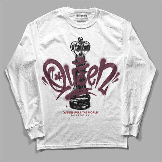 Jordan 5 Retro Burgundy (2023) DopeSkill Long Sleeve T-Shirt Queen Chess Graphic Streetwear - White 