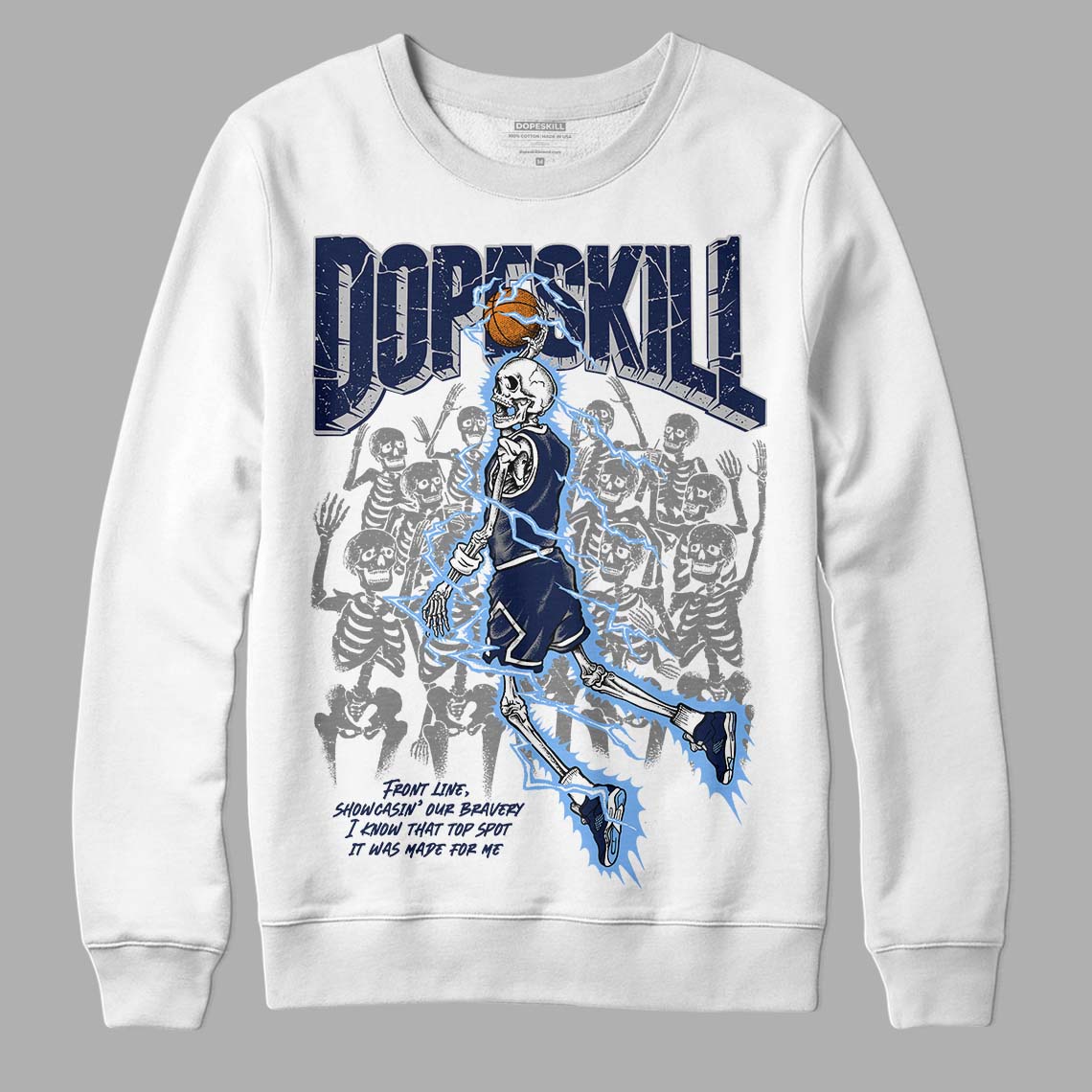 Jordan 5 Midnight Navy DopeSkill Sweatshirt Thunder Dunk Graphic Streetwear