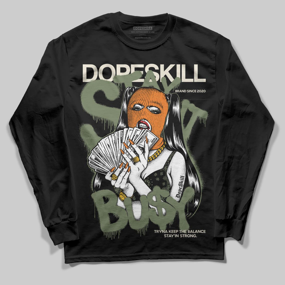 Jordan 4 Retro OG SP Undefeated (2025) DopeSkill Long Sleeve T-Shirt Stay It Busy Graphic Streetwear - Black