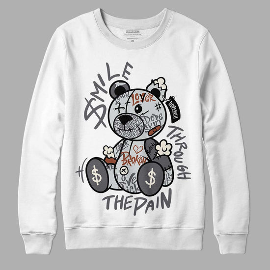 Jordan 1 Retro Low OG Black Cement DopeSkill Sweatshirt Smile Through The Pain Graphic Streetwear - White 