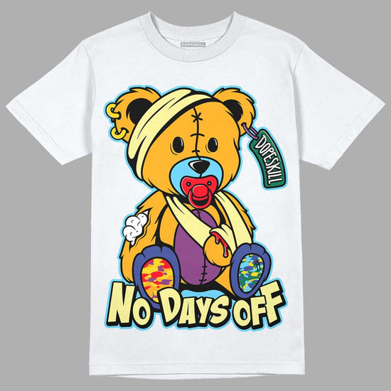 Jordan 1 Mid GS 'Six Championships' DopeSkill T-Shirt Hurt Bear Graphic Streetwear - White