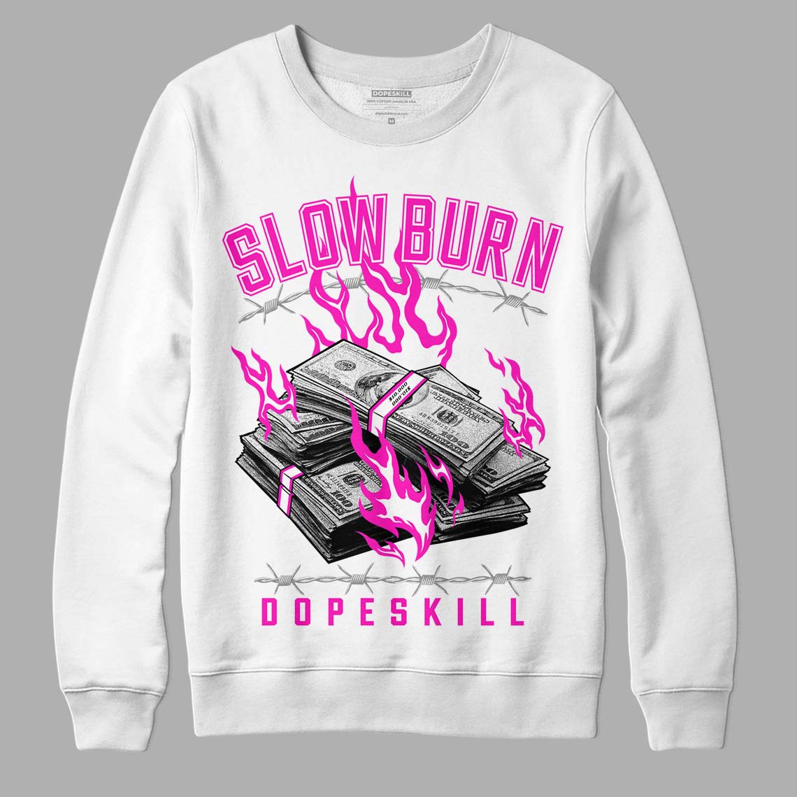 Dunk Low GS “Active Fuchsia” DopeSkill Sweatshirt Slow Burn Graphic Streetwear - White