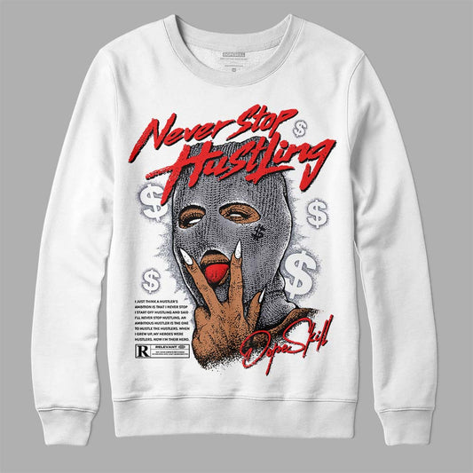 Jordan 14 Retro 'Stealth' DopeSkill Sweatshirt Never Stop Hustling Graphic Streetwear - White