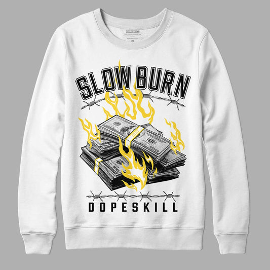 Jordan 4 Tour Yellow Thunder DopeSkill Sweatshirt Slow Burn Graphic Streetwear - White