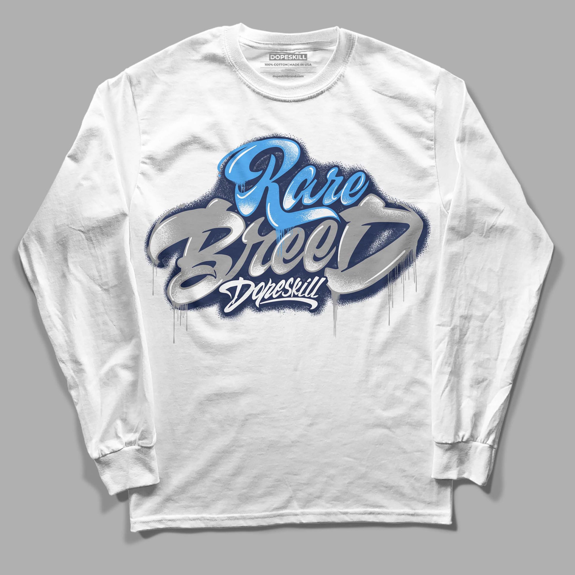 Jordan 3 "Midnight Navy" DopeSkill Long Sleeve T-Shirt Rare Breed Type Graphic Streetwear - White