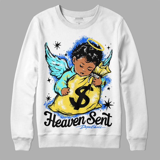 Jordan 5 Aqua DopeSkill Sweatshirt Heaven Sent Graphic Streetwear - White