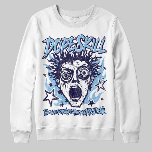 University Blue Sneakers DopeSkill Sweatshirt Root of Evil Graphic Streetwear - White