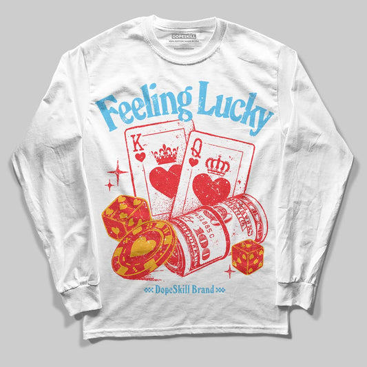 Red Sneakers DopeSkill Long Sleeve T-Shirt Feeling Lucky Graphic Streetwear - White