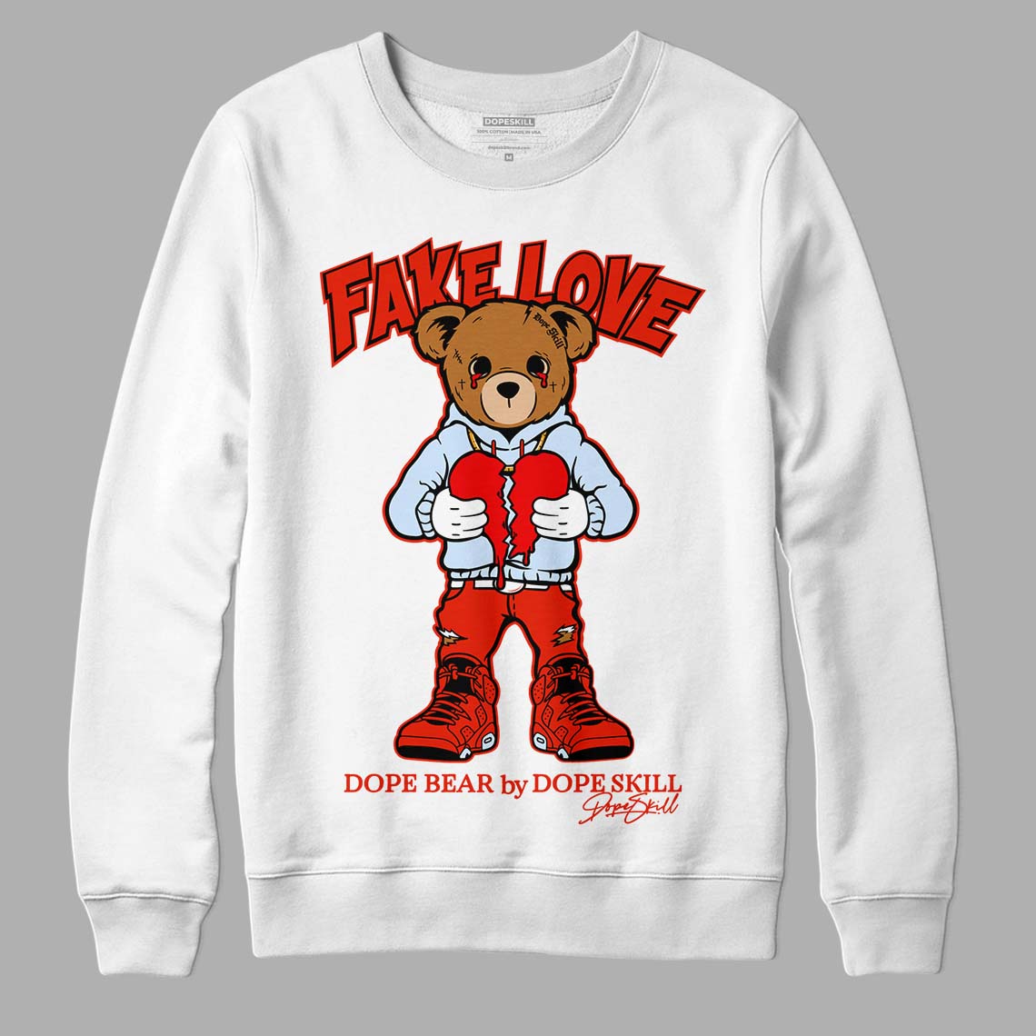 Jordan 6 Retro Toro Bravo DopeSkill Sweatshirt Fake Love Graphic Streetwear - White 