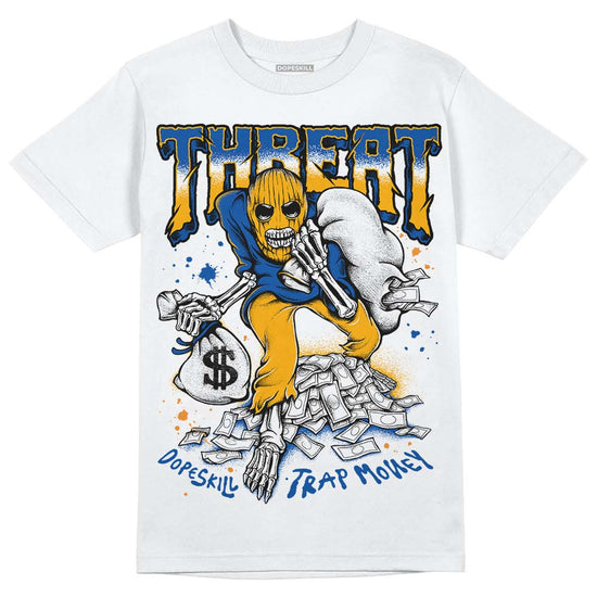 Dunk Blue Jay and University Gold DopeSkill T-Shirt Threat Graphic Streetwear - White