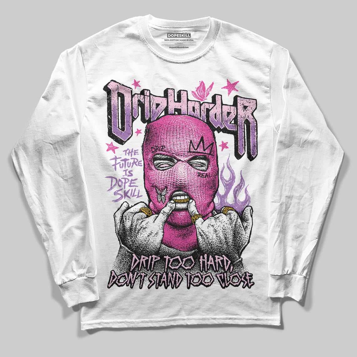 Pink Sneakers DopeSkill Long Sleeve T-Shirt Drip Harder Graphic Streetwear  White 