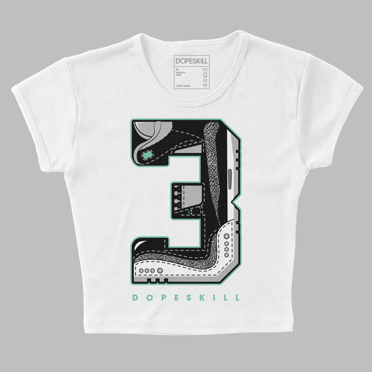 Jordan 3 "Green Glow" DopeSkill Women's Crop Top No.3 Graphic Streetwear - White 