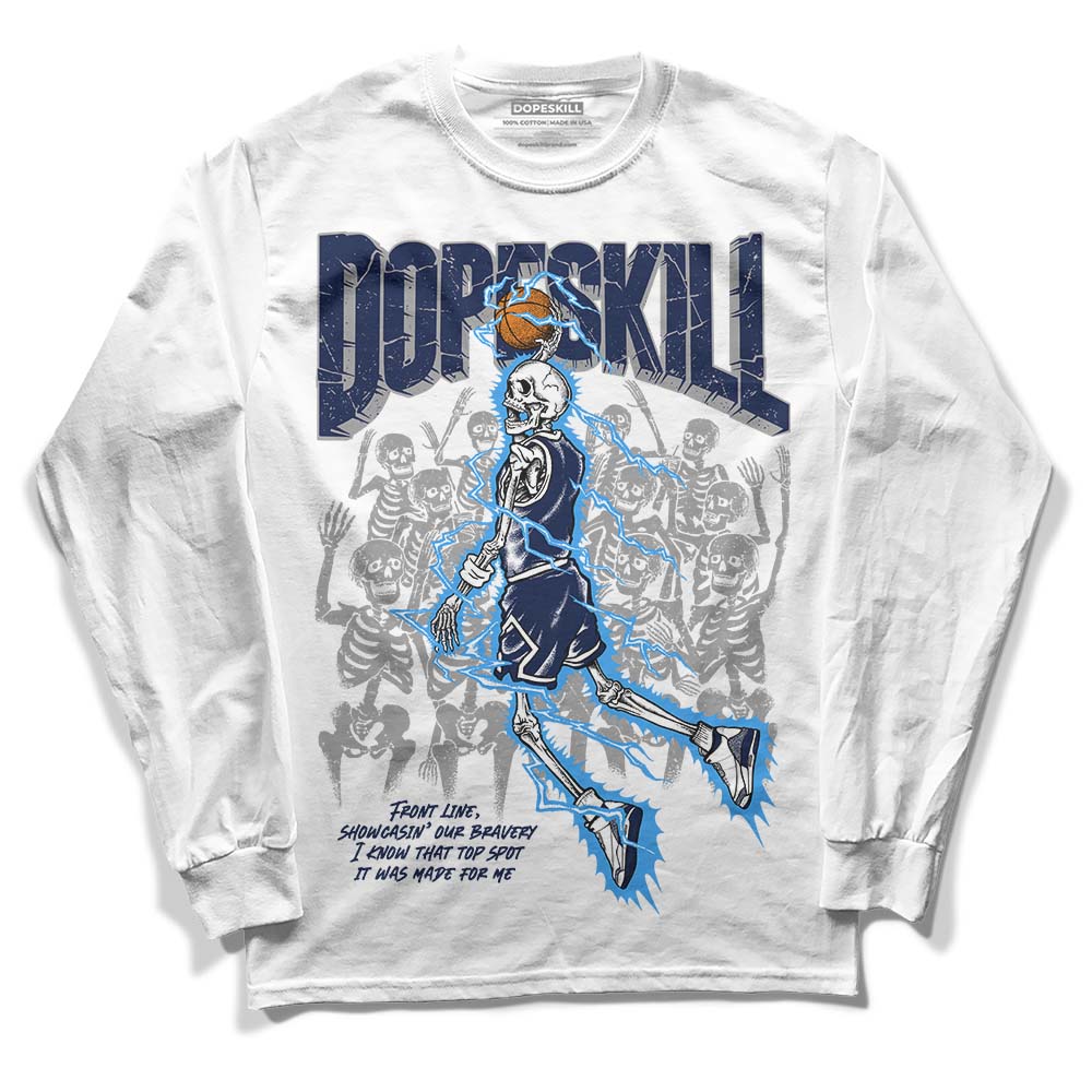 Jordan Spiz’ike Low “White/Obsidian” DopeSkill Long Sleeve T-Shirt Thunder Dunk Graphic Streetwear - WHite