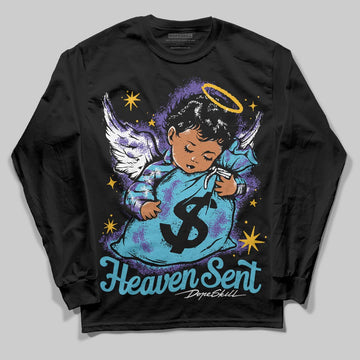 Jordan 8 Retro 'Aqua' 2025 DopeSkill Long Sleeve T-Shirt Heaven Sent Graphic Streetwear - Black