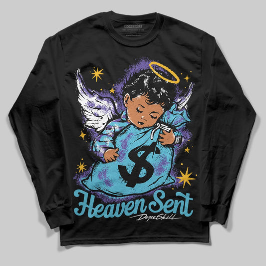 Jordan 8 Retro 'Aqua' 2025 DopeSkill Long Sleeve T-Shirt Heaven Sent Graphic Streetwear - Black