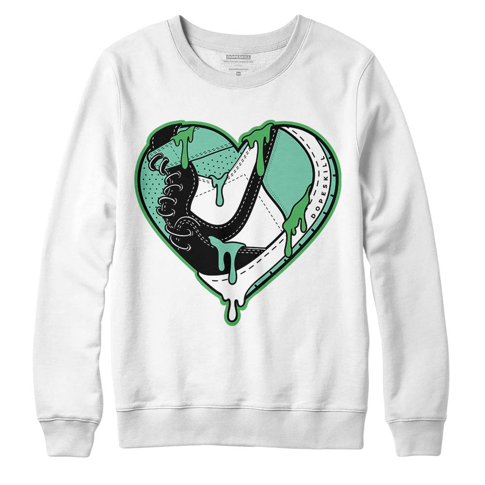 Jordan 1 High OG Green Glow DopeSkill Sweatshirt Heart Jordan 1 Graphic Streetwear - White