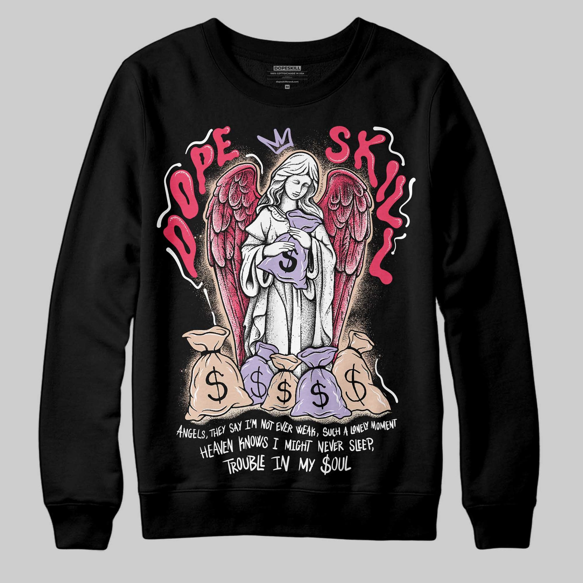 Jordan 5 Low “Peanut Butter Jelly” DopeSkill Sweatshirt Angels Graphic Streetwear - Black