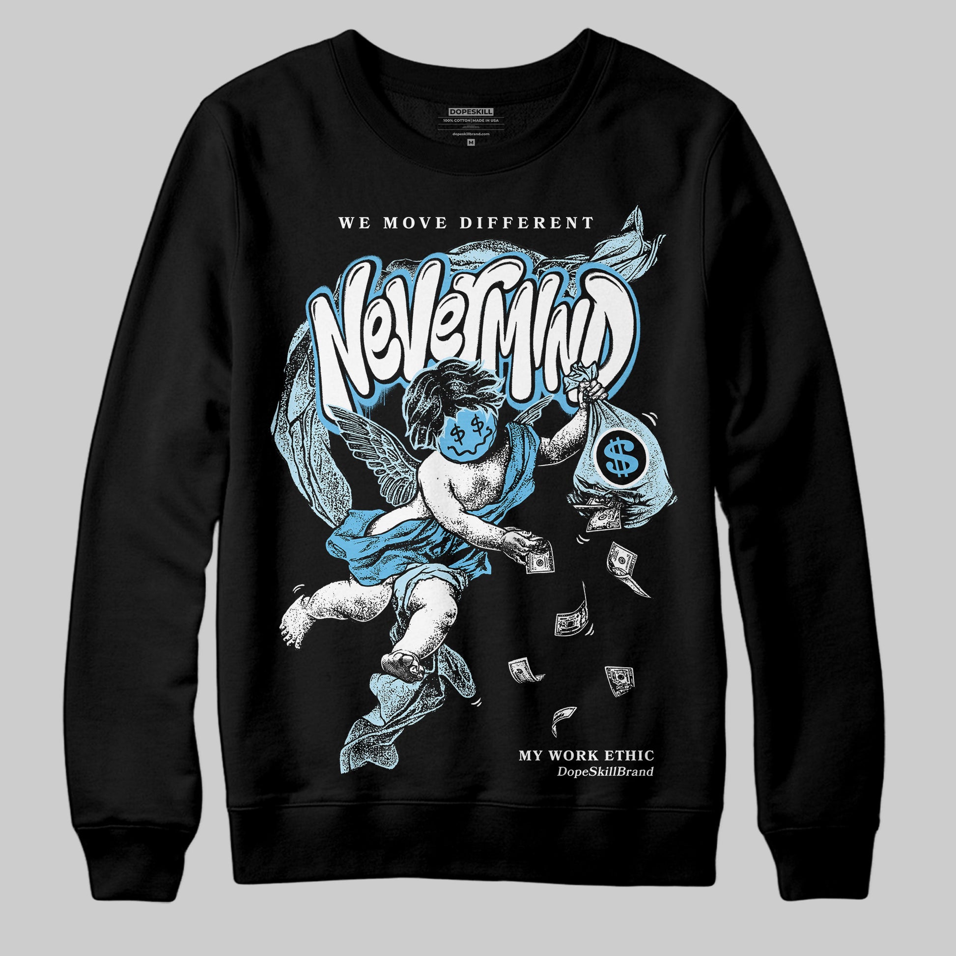 Jordan 11 Retro Legend Blue DopeSkill Sweatshirt Nevermind Graphic Streetwear - Black