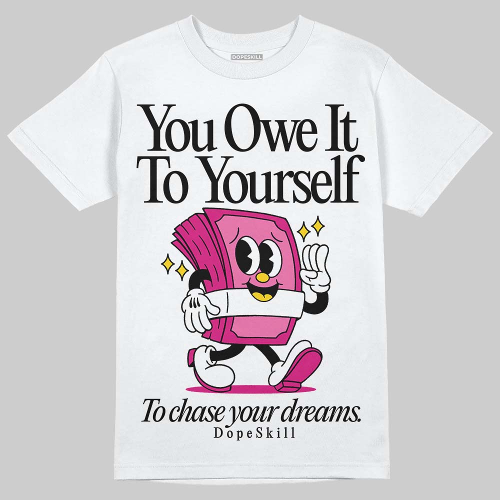 Rick Owens Pink Leather Low Sneakers DopeSkill T-Shirt Owe It To Yourself Graphic Streetwear - White