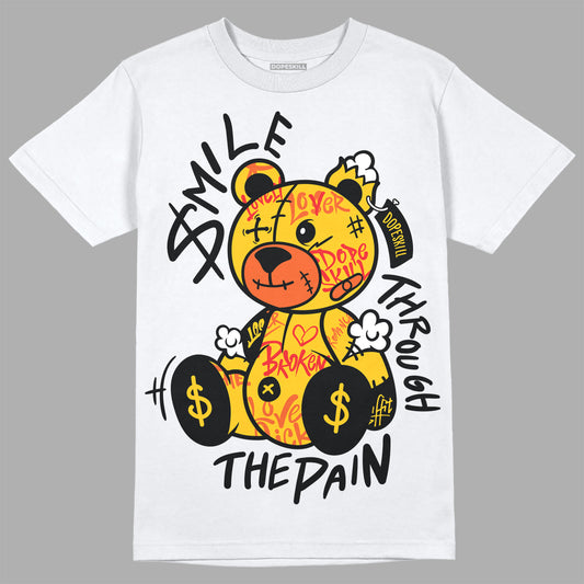 Yellow Sneakers DopeSkill T-Shirt Smile Through The Pain Graphic Streetwear - White