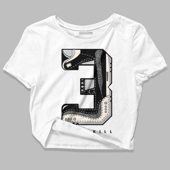 Jordan 3 “Off Noir” DopeSkill Women's Crop Top No.3 Graphic Streetwear - White