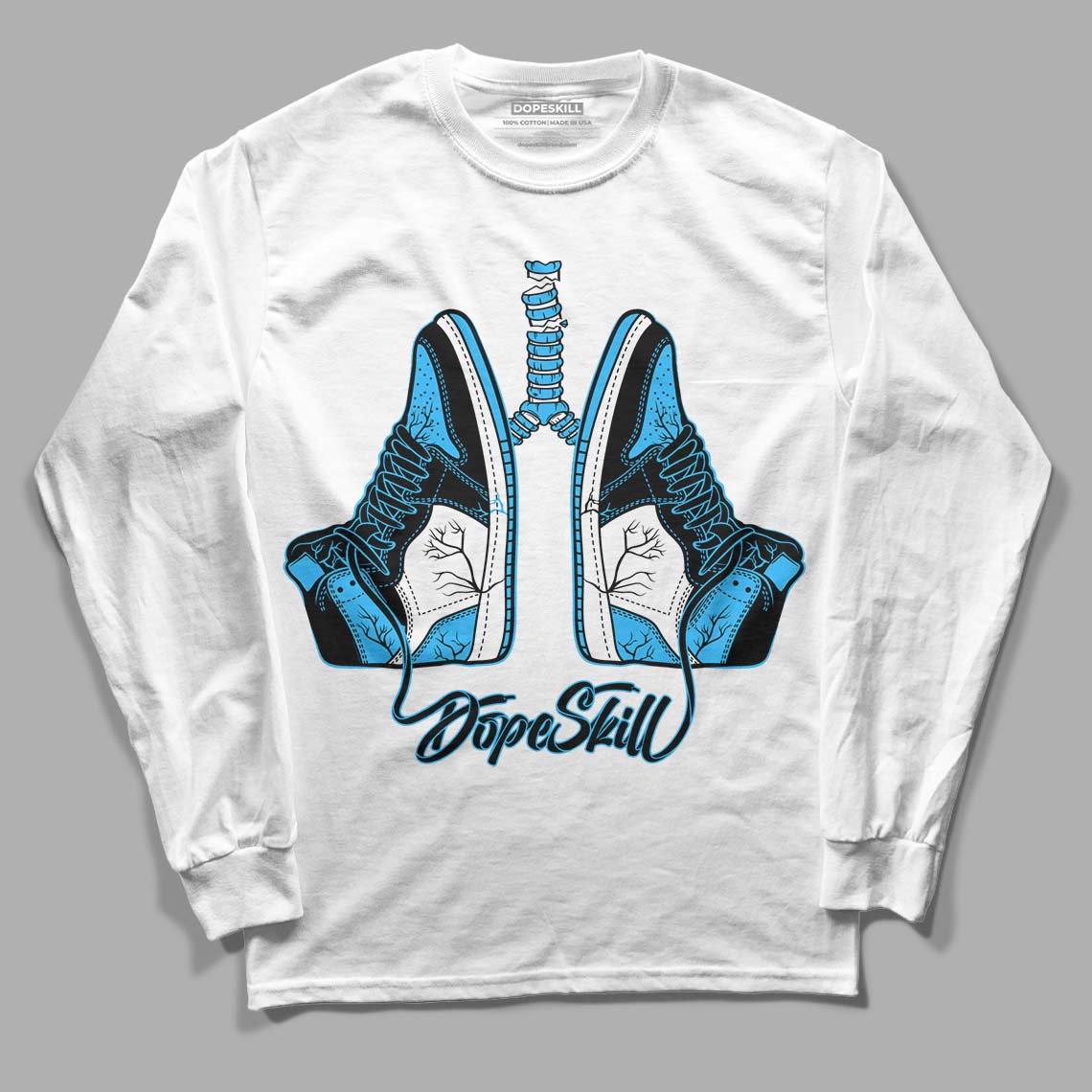 Jordan 1 High Retro OG “University Blue” DopeSkill Long Sleeve T-Shirt Breathe Graphic Streetwear - WHite