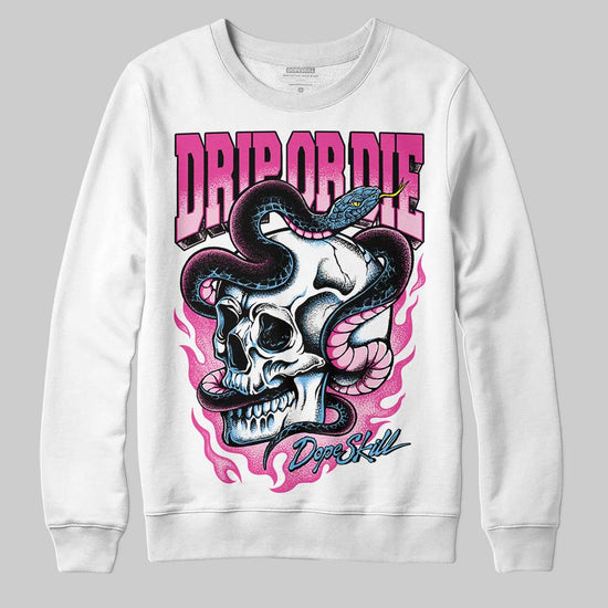 Pink Sneakers DopeSkill Sweatshirt Drip or Die Graphic Streetwear - White 