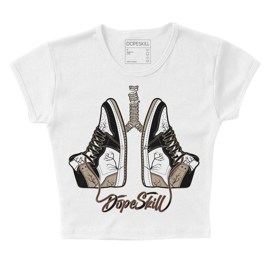 Jordan 1 High OG “Latte” DopeSkill Women's Crop Top Breathe Graphic Streetwear - White 
