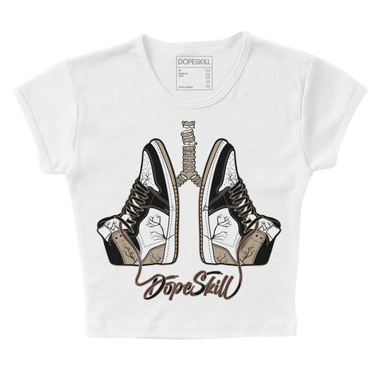 Jordan 1 High OG “Latte” DopeSkill Women's Crop Top Breathe Graphic Streetwear - White 