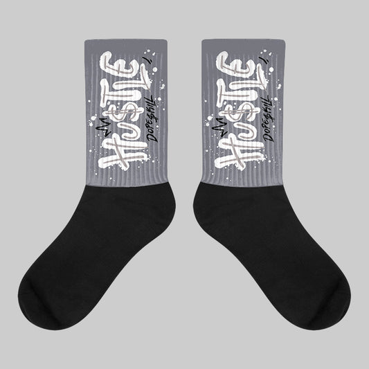 Leather Curb Sneakers White Anthracite DopeSkill Sublimated Socks Hustle Graphic