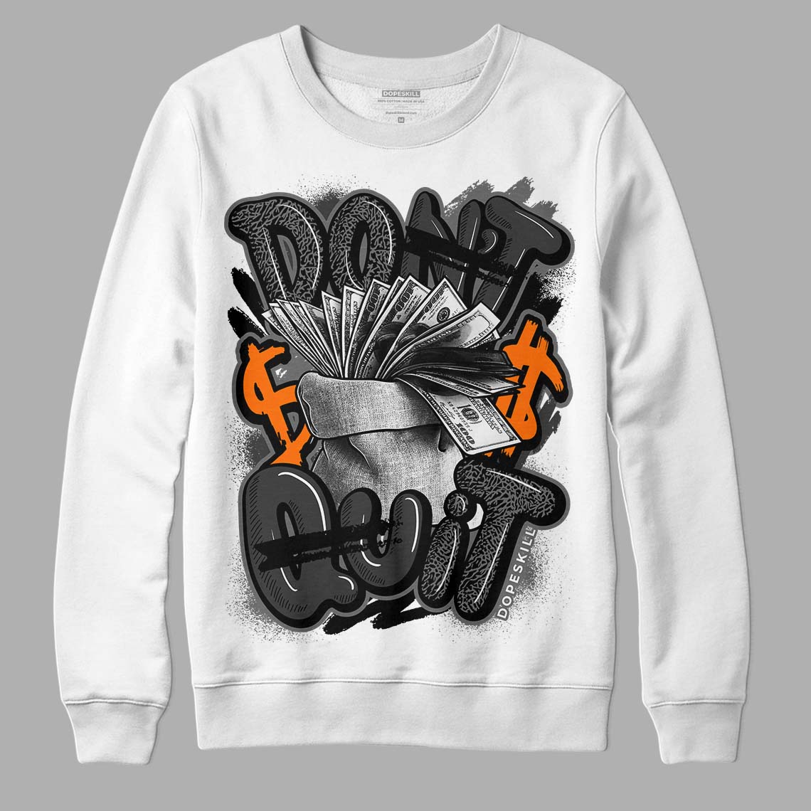 Jordan 3 Retro 'Fear Pack' DopeSkill Sweatshirt Don't Quit Graphic Streetwear - White 