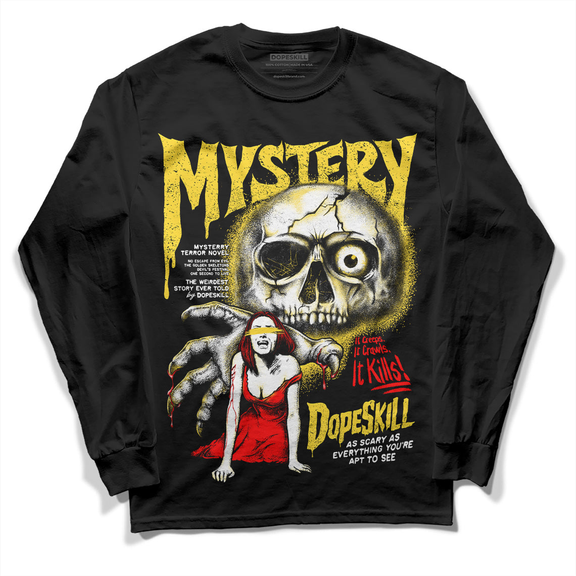 Jordan 4 Thunder DopeSkill Long Sleeve T-Shirt Mystery Ghostly Grasp Graphic Streetwear - Black 