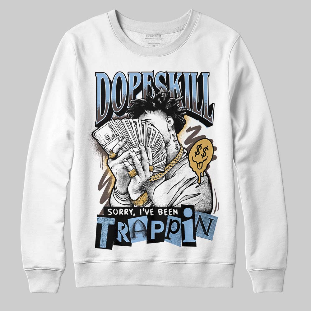 Adidas Handball Spezial ‘Light Blue’ DopeSkill Sweatshirt Sorry I've Been Trappin Graphic Streetwear - White