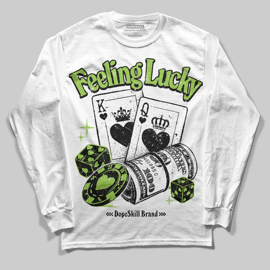 Neon Green Sneakers DopeSkill Long Sleeve T-Shirt Feeling Lucky Graphic Streetwear - White
