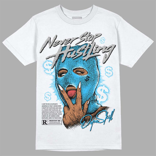 Jordan 2 Low "University Blue" DopeSkill T-Shirt Never Stop Hustling Graphic Streetwear - White 