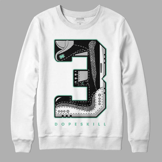 Jordan 3 "Green Glow" DopeSkill Sweatshirt No.3 Graphic Streetwear - White 