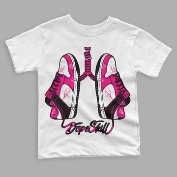 Jordan 1 Low GS “Fierce Pink” Dopeskill Toddler Kids T-shirt Breathe Graphic Streetwear - White