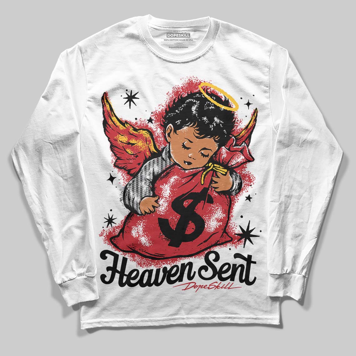 Jordan 14 Retro Ferrari (2025) DopeSkill Long Sleeve T-Shirt Heaven Sent Graphic Streetwear - White