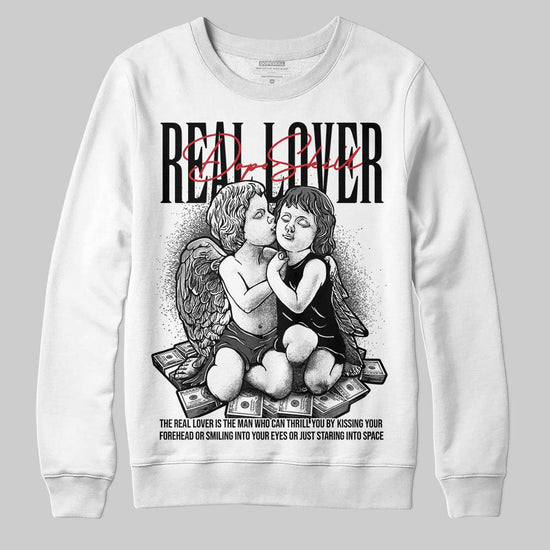 Jordan 4 “Black Cat” (2025) DopeSkill Sweatshirt Real Lover Graphic Streetwear - White
