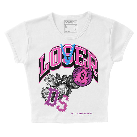 Jordan 4 GS “Hyper Violet” DopeSkill Women's Crop Top Loser Lover Graphic Streetwear - White