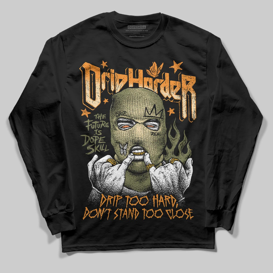 Olive Sneakers DopeSkill Long Sleeve T-Shirt Drip Harder Graphic Streetwear - black