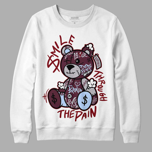 Jordan 5 Retro Burgundy (2023) DopeSkill Sweatshirt Smile Through The Pain Graphic Streetwear - White