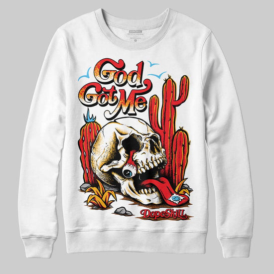 Red Sneakers DopeSkill Sweatshirt God Got Me Graphic Streetwear - White