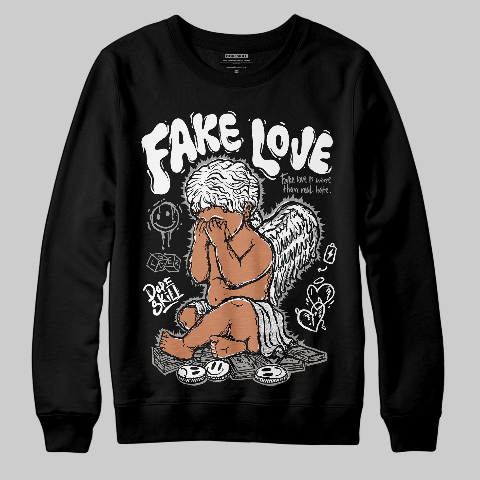 Jordan 3 Retro Pure Money DopeSkill Sweatshirt False Love Graphic Streetwear - Black