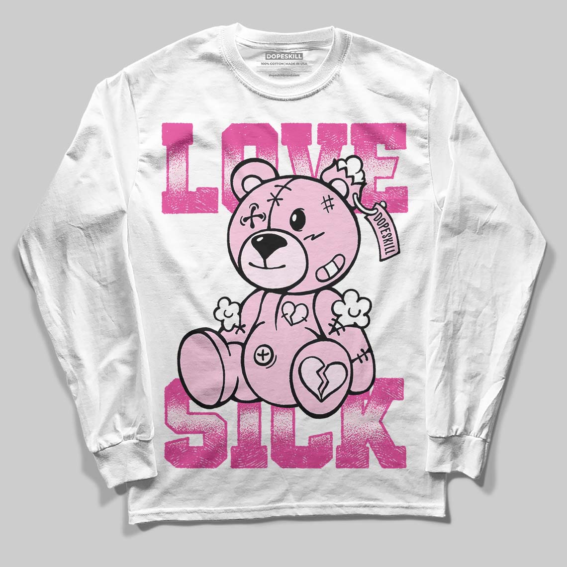Dunk Low GS 'Triple Pink' DopeSkill Long Sleeve T-Shirt Love Sick Graphic Streetwear - White 