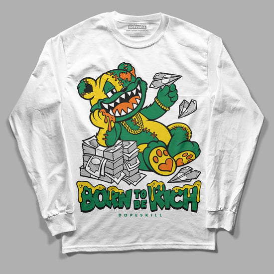 Green Sneakers DopeSkill Long Sleeve T-Shirt Born To Be Rich Graphic Streetwear - White 